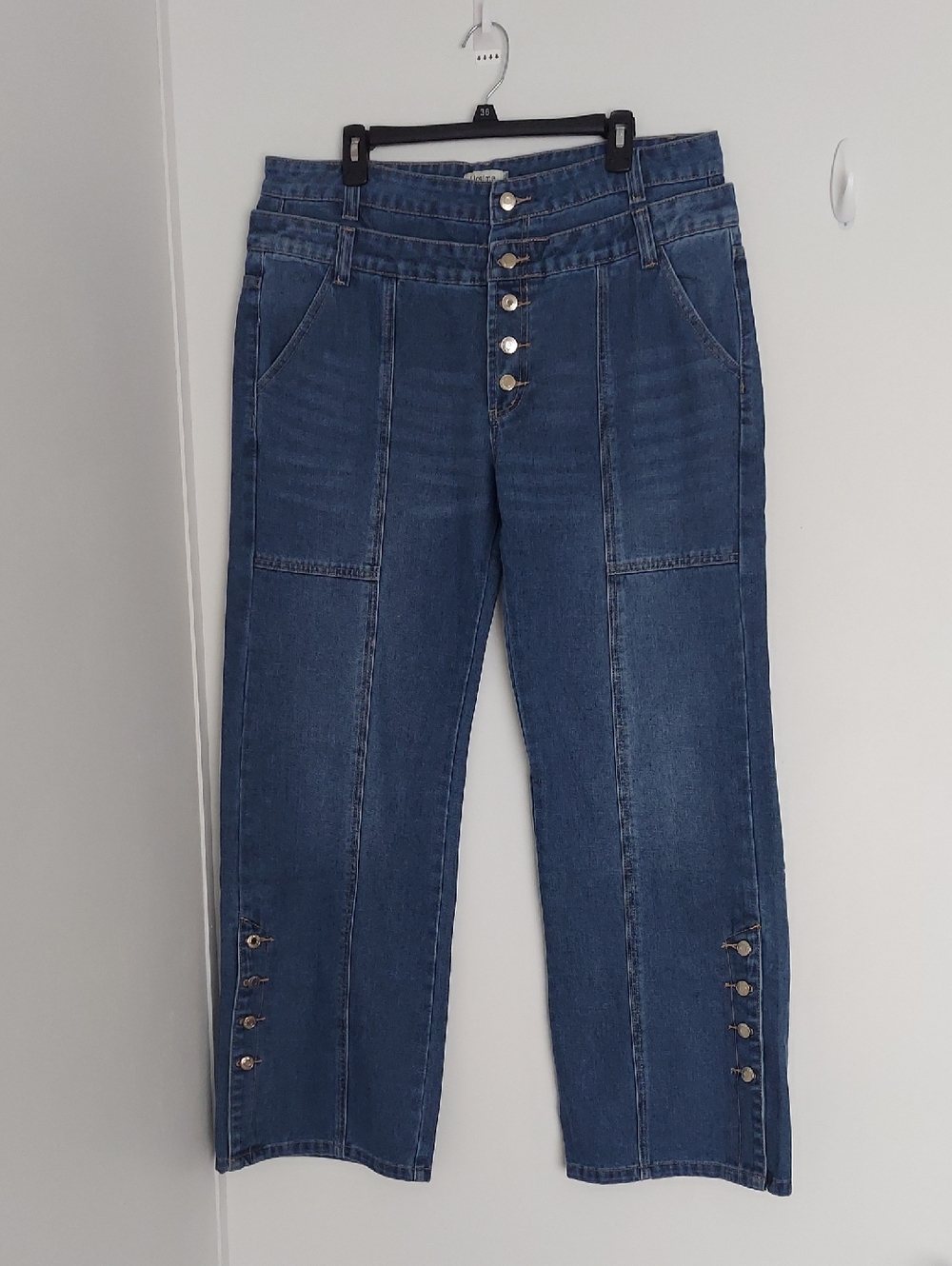 High-Rise Wide-Leg Women's Jeans in Dark Blue